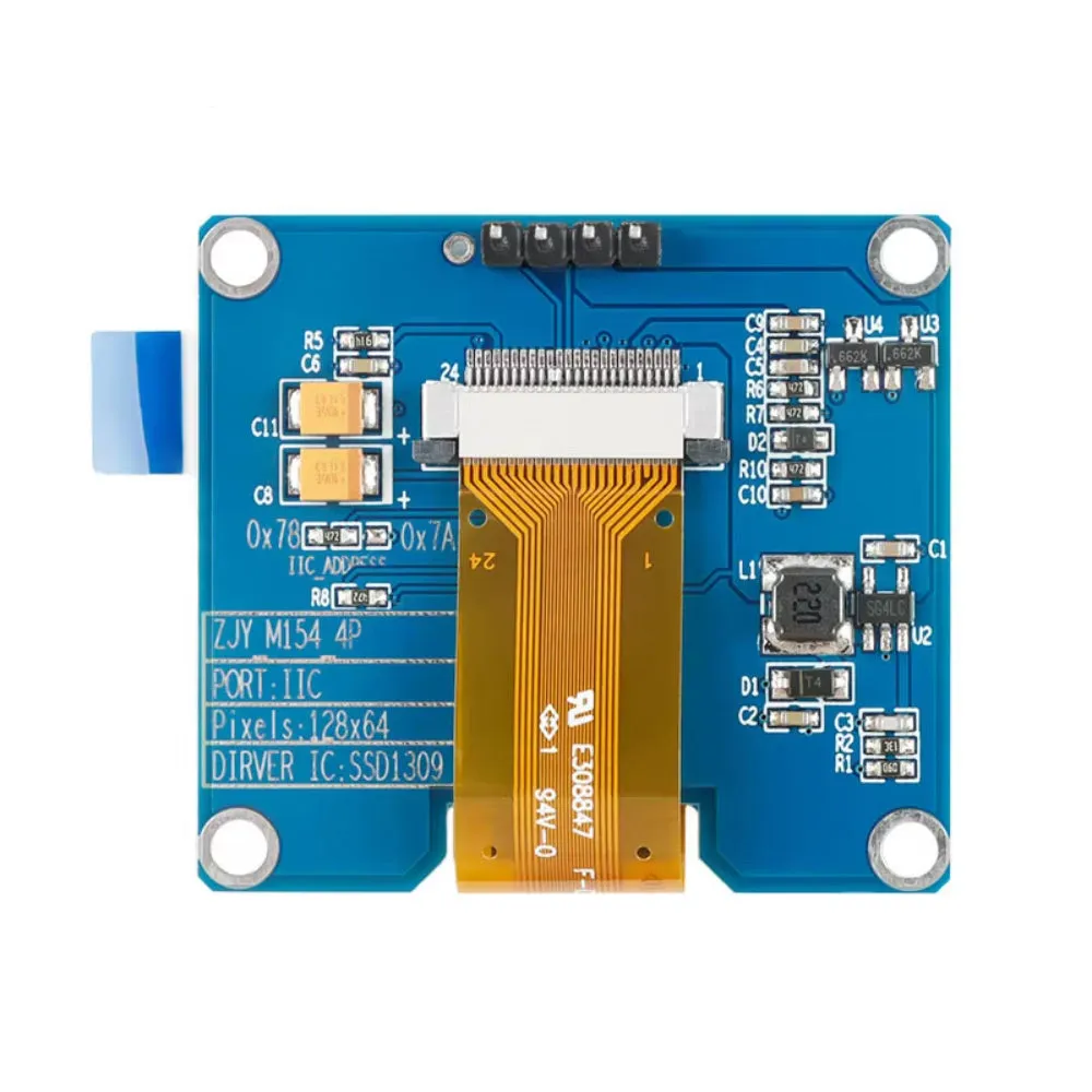 1.54in Screen 128x64 LCD Module 5Pin SSD1309 Display Module with I2C Interface Blue