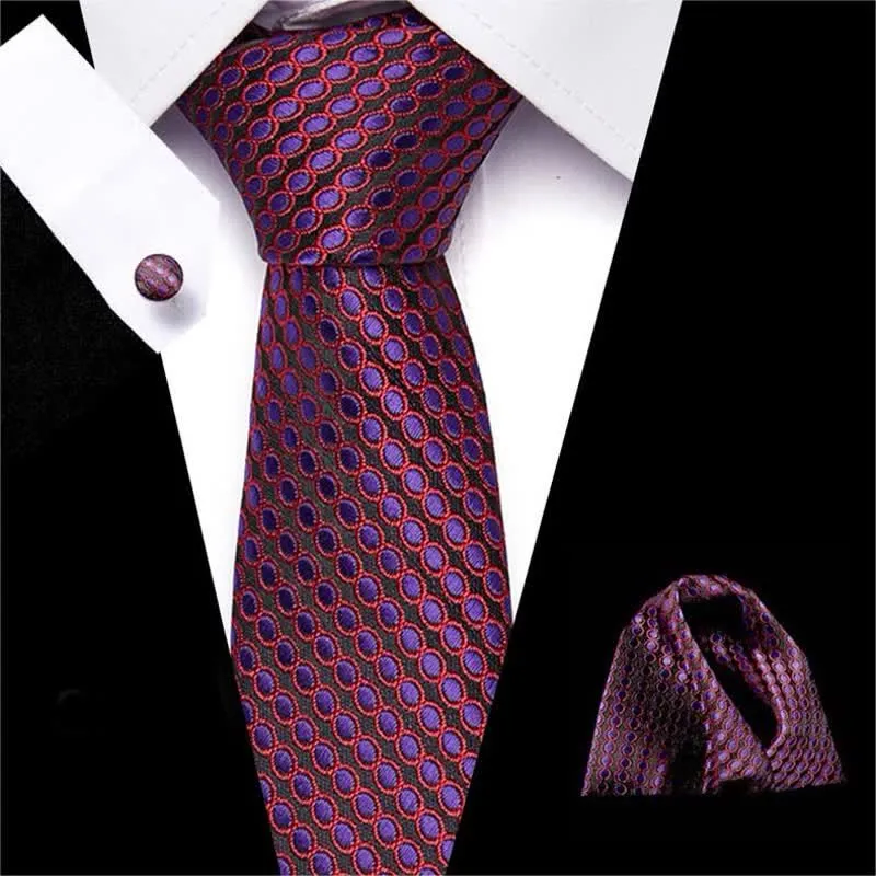 3Pcs Men's Oval Dots Necktie Set