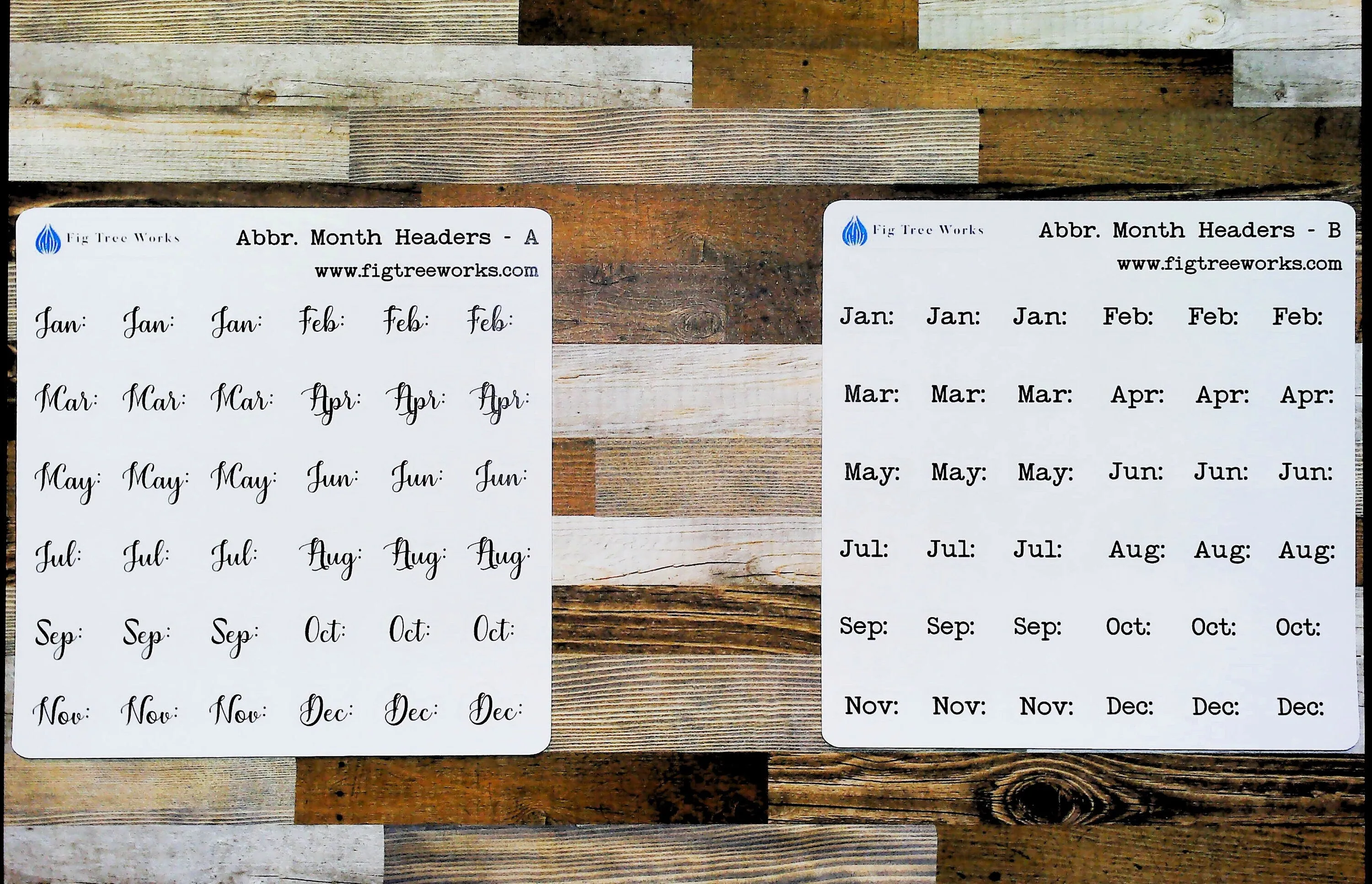 Abbreviated Month Header Planner Stickers Style B