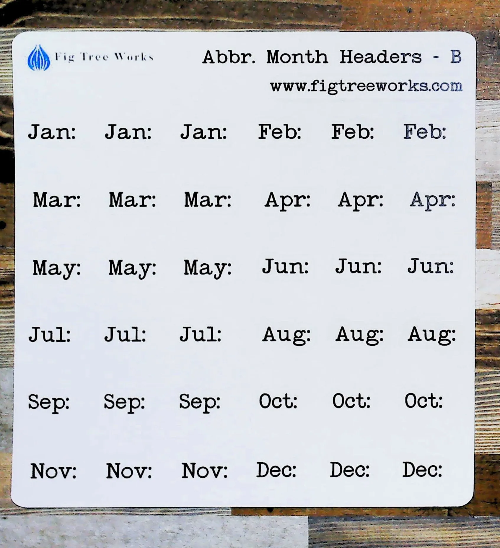 Abbreviated Month Header Planner Stickers Style B