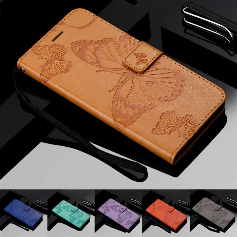 Anymob Huawei Turquoise Leather Phone Case Butterfly Flip Wallet Cover Protection