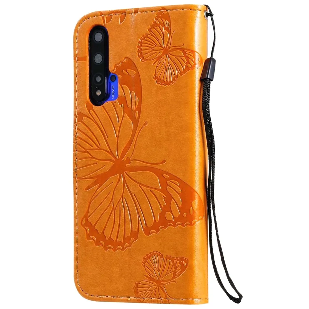 Anymob Huawei Turquoise Leather Phone Case Butterfly Flip Wallet Cover Protection