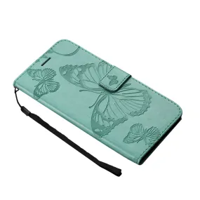 Anymob Huawei Turquoise Leather Phone Case Butterfly Flip Wallet Cover Protection