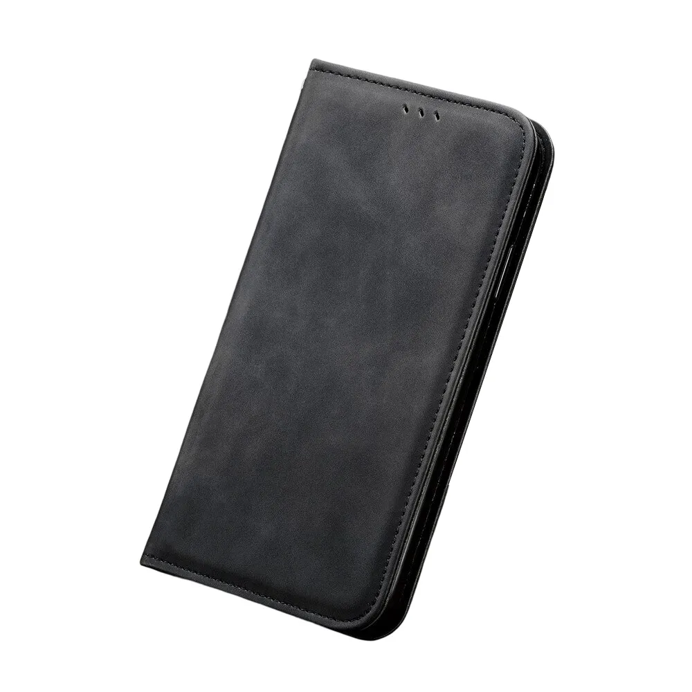 Anymob iPhone Black Magnetic Flip Leather Phone Case Card slot Wallet Cover