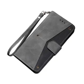 Anymob IPhone Black Splicing Flip Leather Phone Cases Wallet Book Style Cover