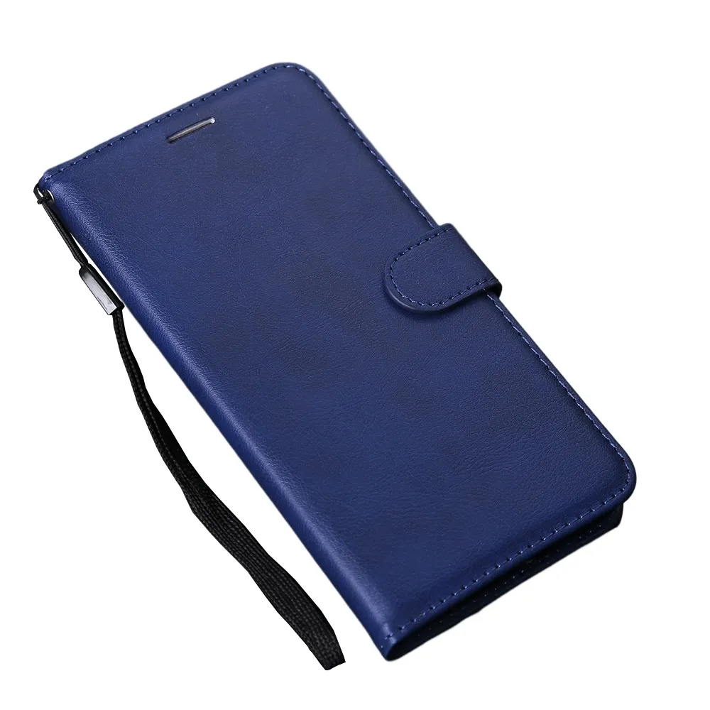 Anymob iPhone Blue Flip Leather Phone Case Solid Color Wallet Cover