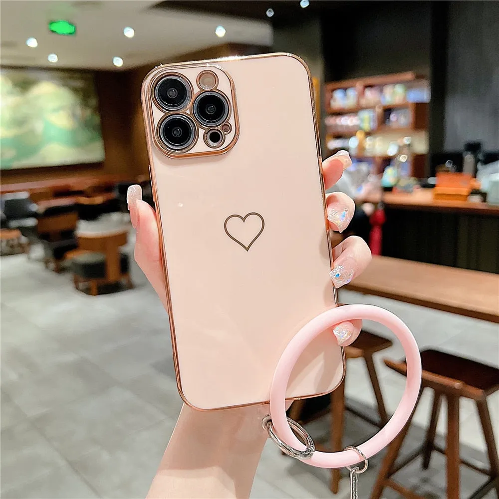 Anymob iPhone Case Pink Universal Heart Logo Foldable Holder Phone Cover