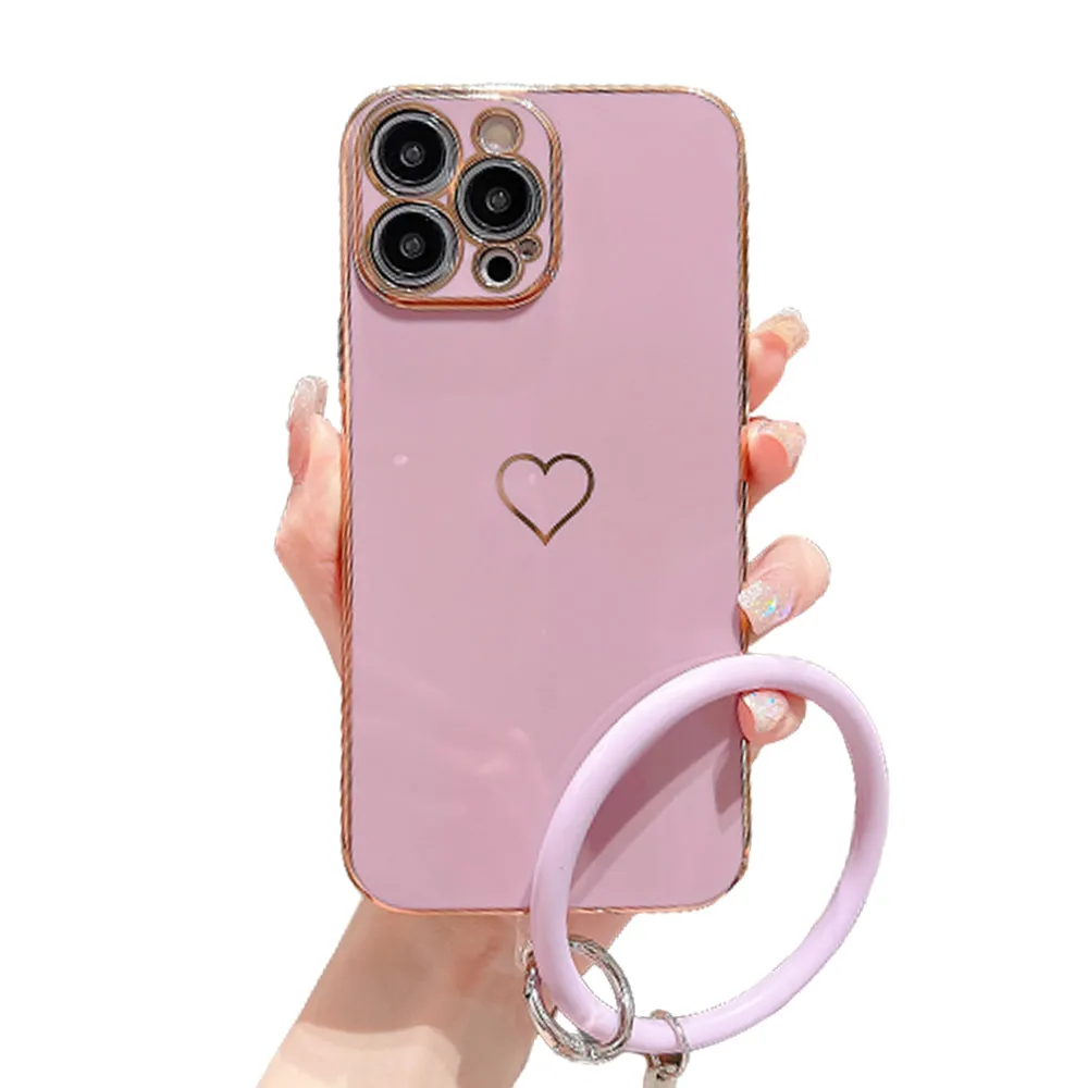 Anymob iPhone Case Pink Universal Heart Logo Foldable Holder Phone Cover