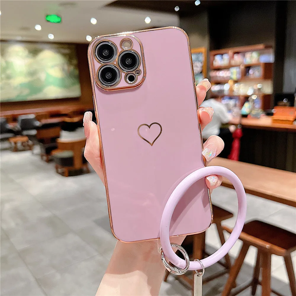 Anymob iPhone Case Pink Universal Heart Logo Foldable Holder Phone Cover