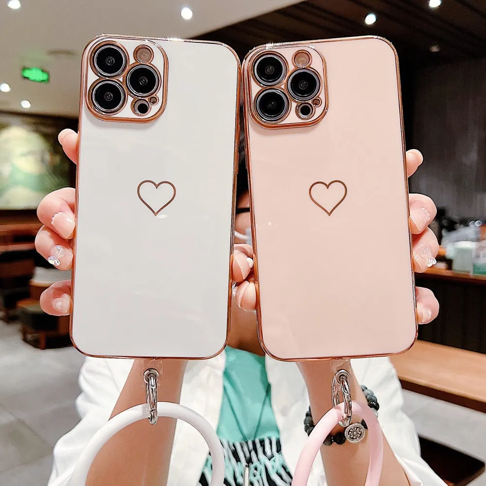 Anymob iPhone Case Pink Universal Heart Logo Foldable Holder Phone Cover