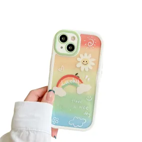 Anymob iPhone Daisy Acrylic Watercolor Phone Case Transparent Shockproof Cover