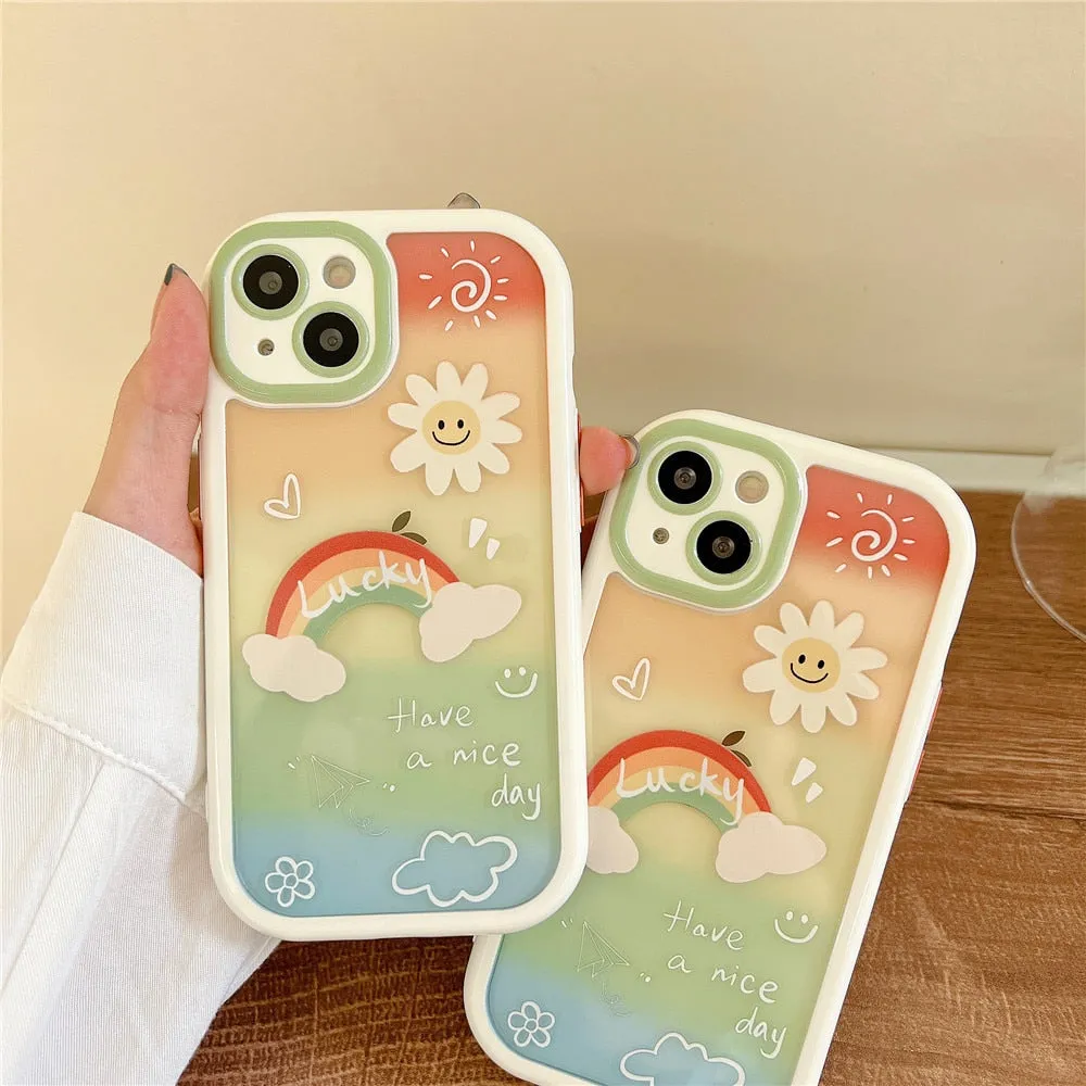 Anymob iPhone Daisy Acrylic Watercolor Phone Case Transparent Shockproof Cover