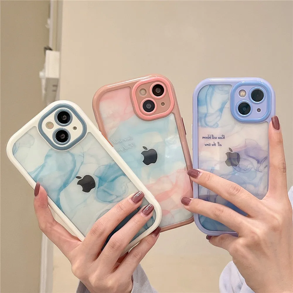 Anymob iPhone Daisy Acrylic Watercolor Phone Case Transparent Shockproof Cover