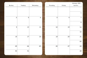 B6 Size Monday Start Two Page Calendar Stickers