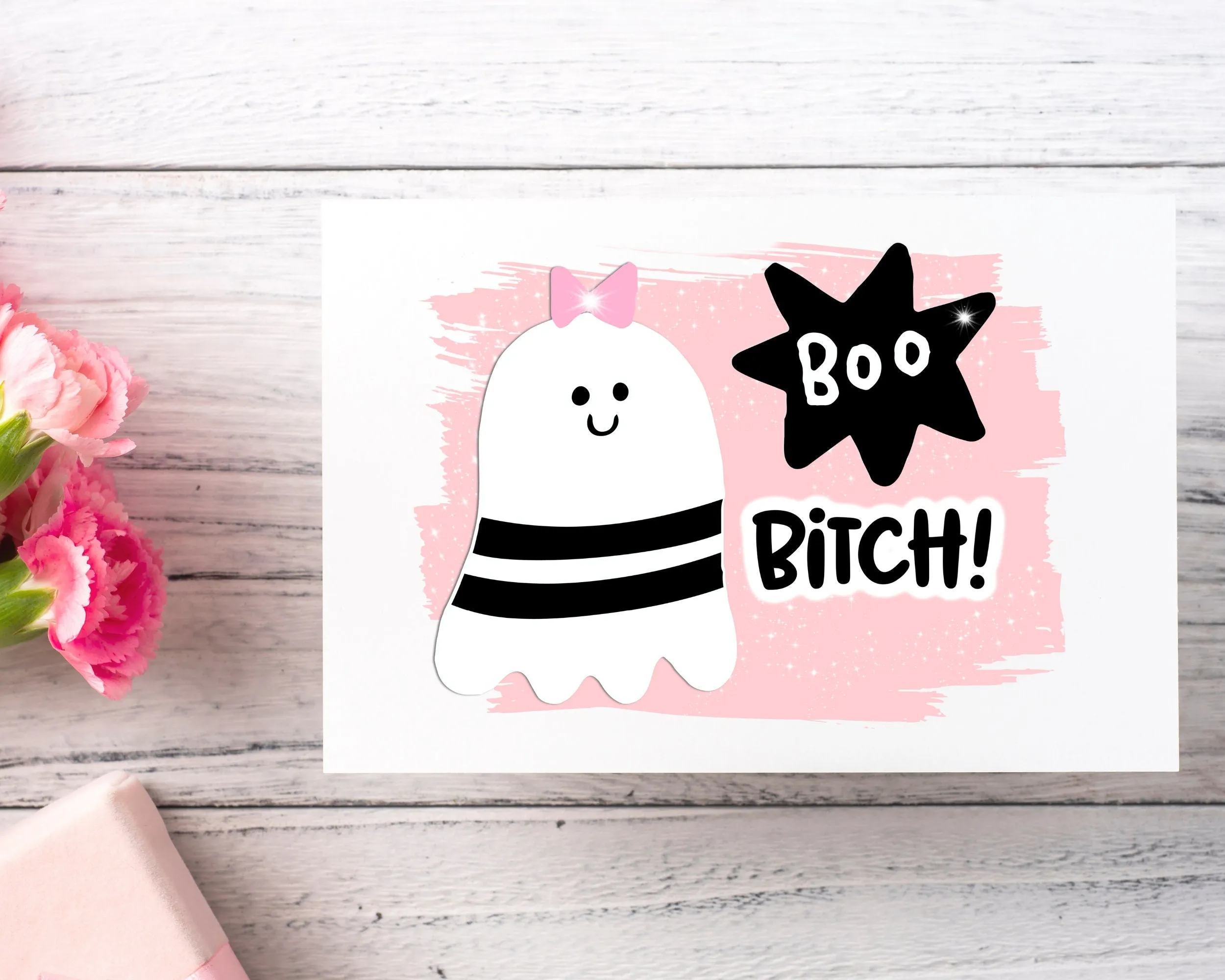 Boo Bitch Halloween Ghost Card