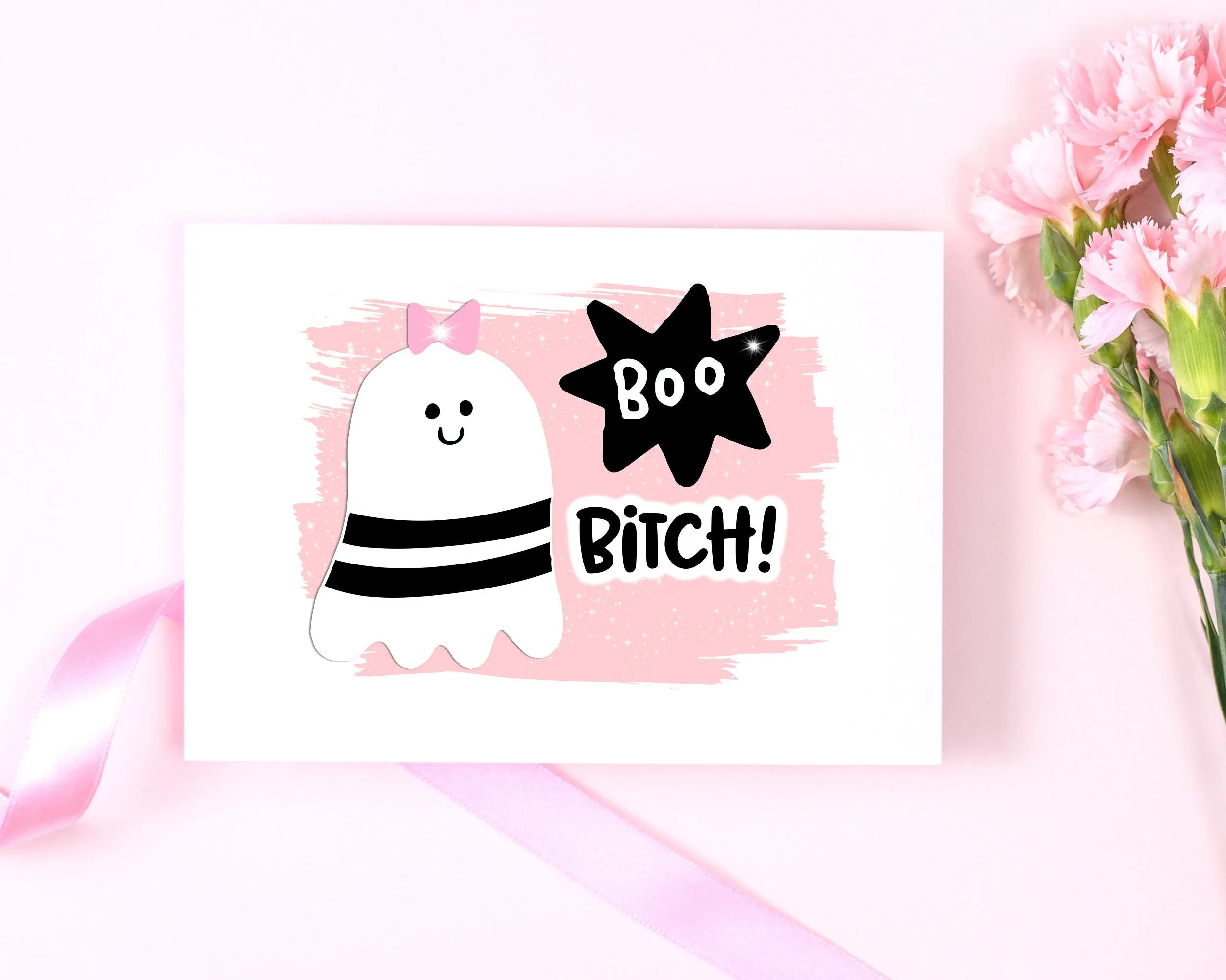 Boo Bitch Halloween Ghost Card