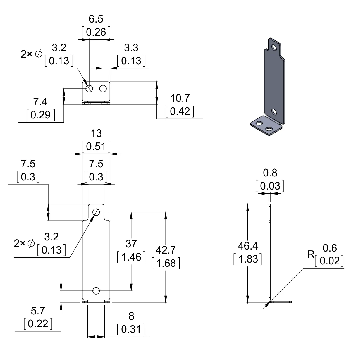 Bracket Pair for Sharp GP2Y0A02, GP2Y0A21, and GP2Y0A41 Distance Sensors