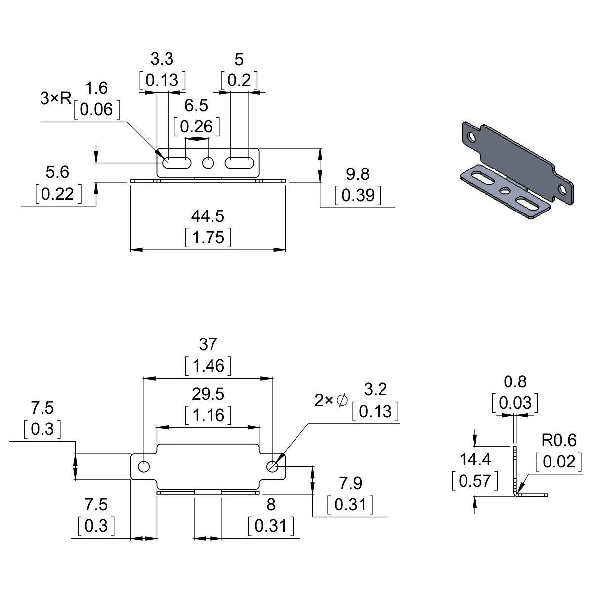 Bracket Pair for Sharp GP2Y0A02, GP2Y0A21, and GP2Y0A41 Distance Sensors