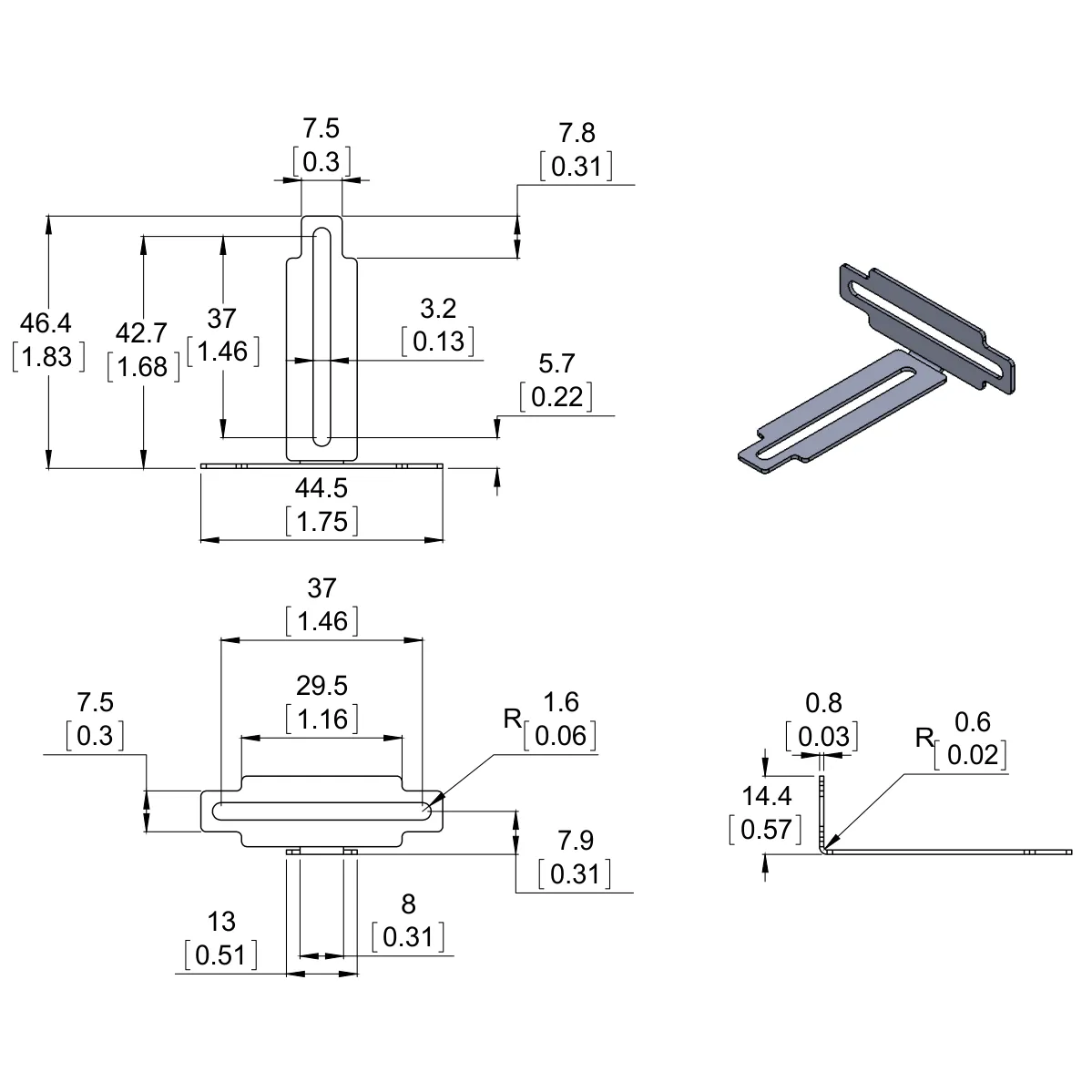 Bracket Pair for Sharp GP2Y0A02, GP2Y0A21, and GP2Y0A41 Distance Sensors