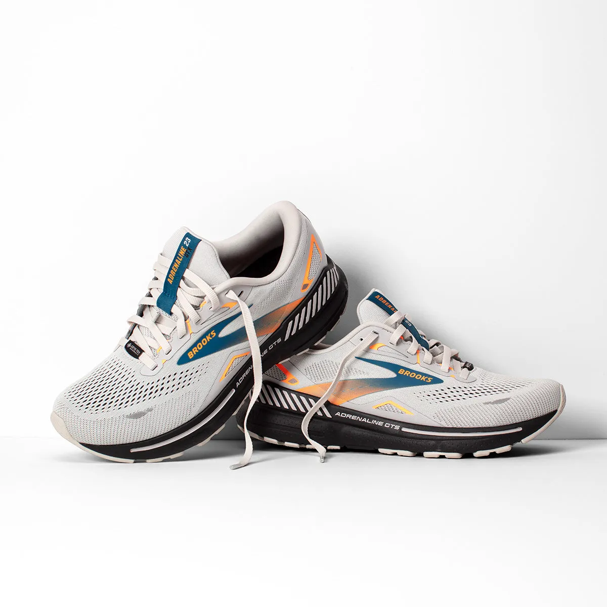 Brooks Adrenaline GTS 23 GTX Mens | Oyster Mushroom/orange/blue