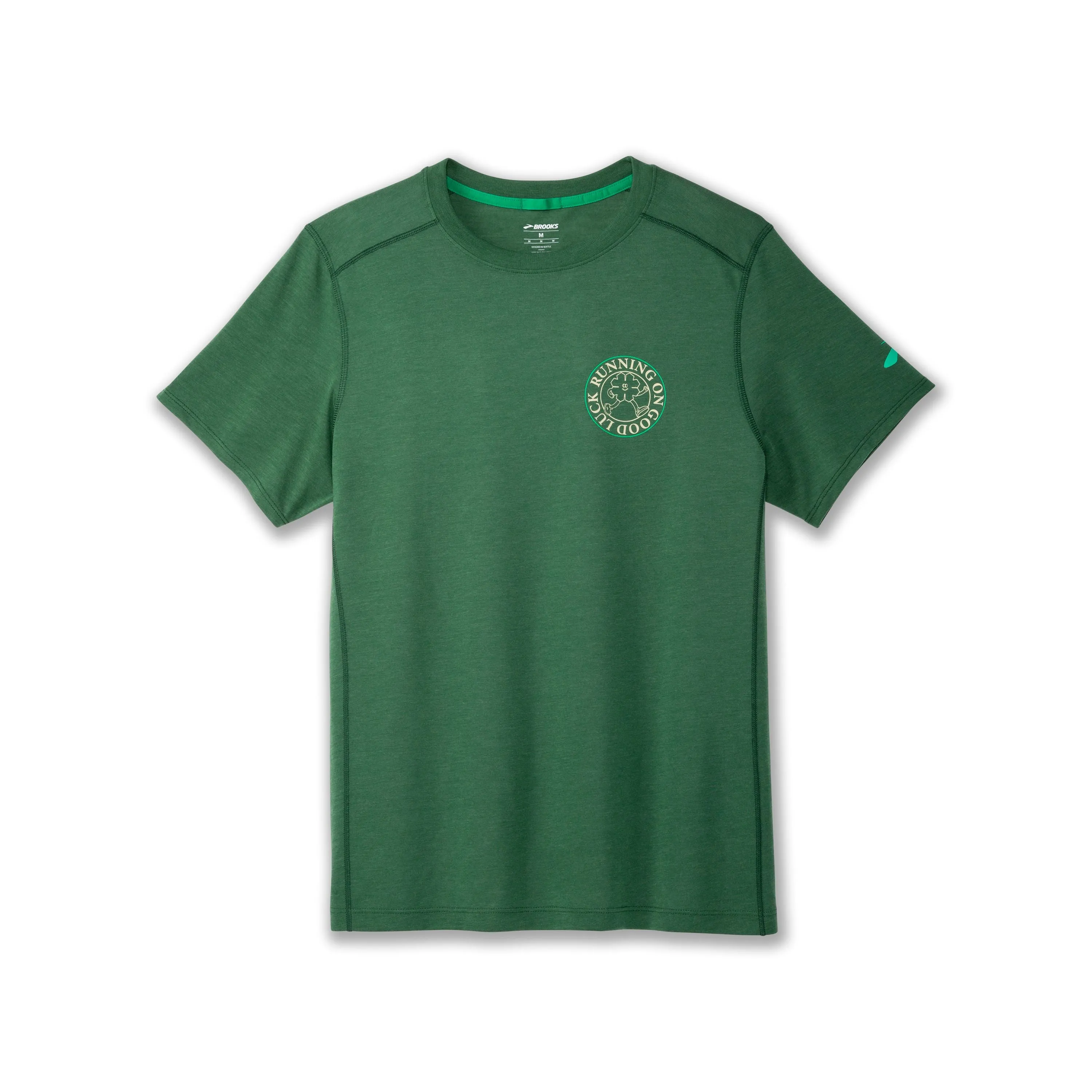 Brooks | Distance Short Sleeve 3.0 | Men's | Green/Run Lucky