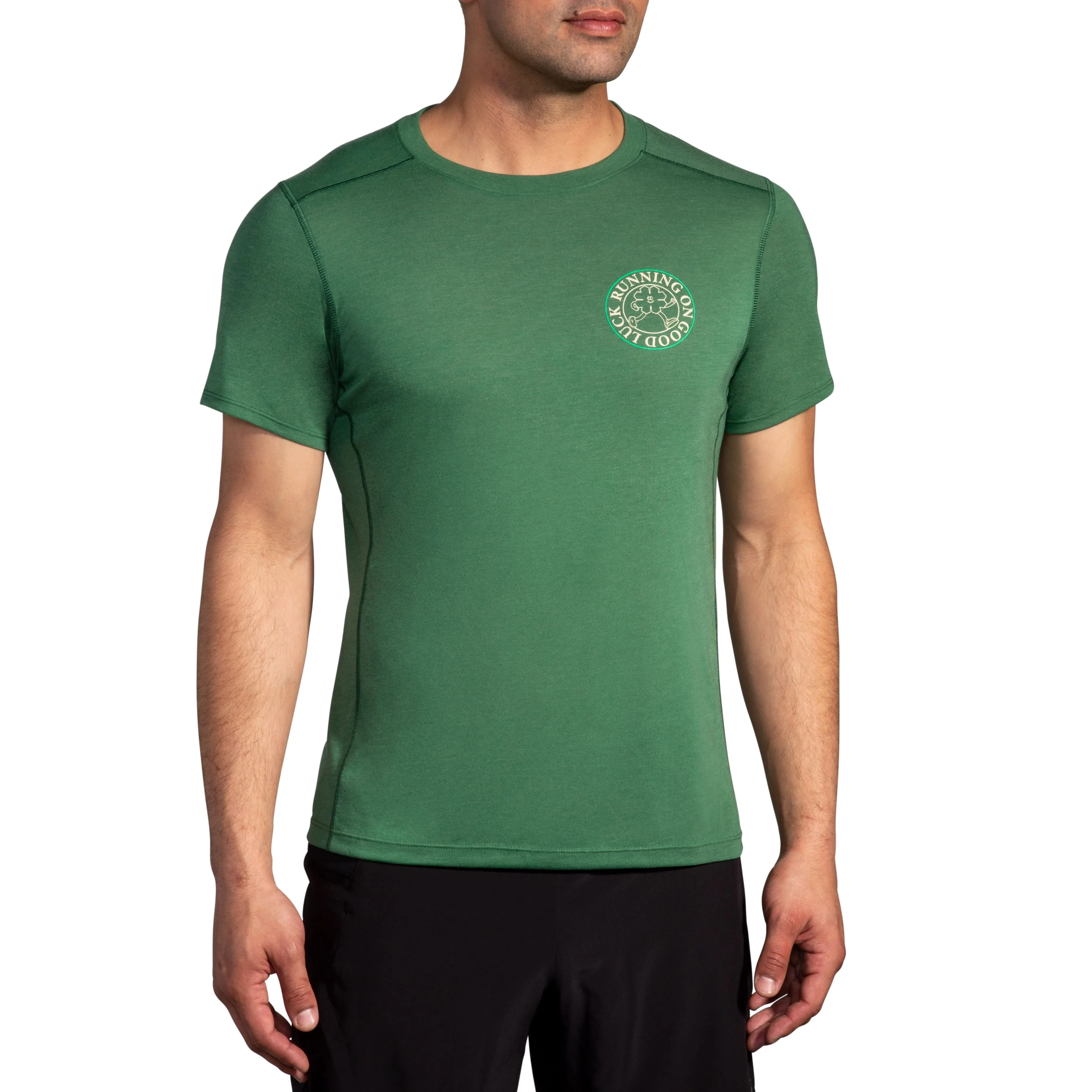 Brooks | Distance Short Sleeve 3.0 | Men's | Green/Run Lucky