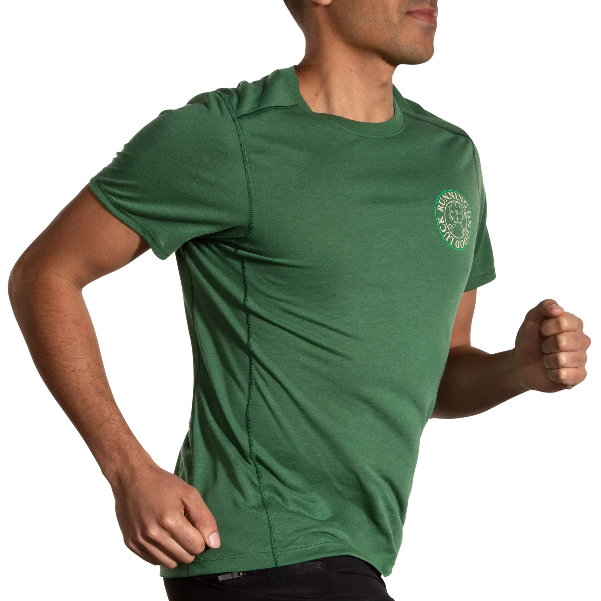 Brooks | Distance Short Sleeve 3.0 | Men's | Green/Run Lucky