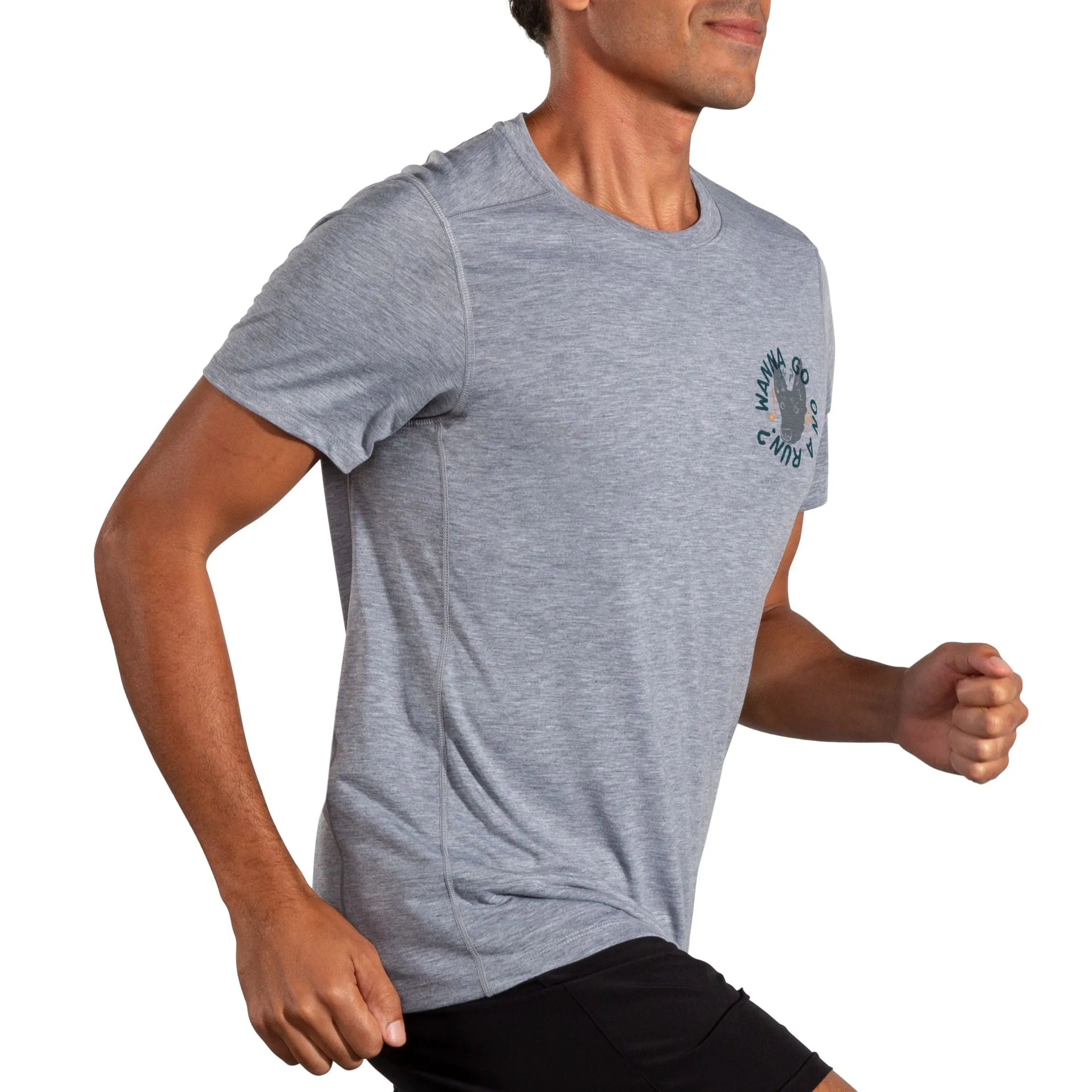 Brooks | Distance Short Sleeve 3.0 | Men's | Heather Ash/Dog Days