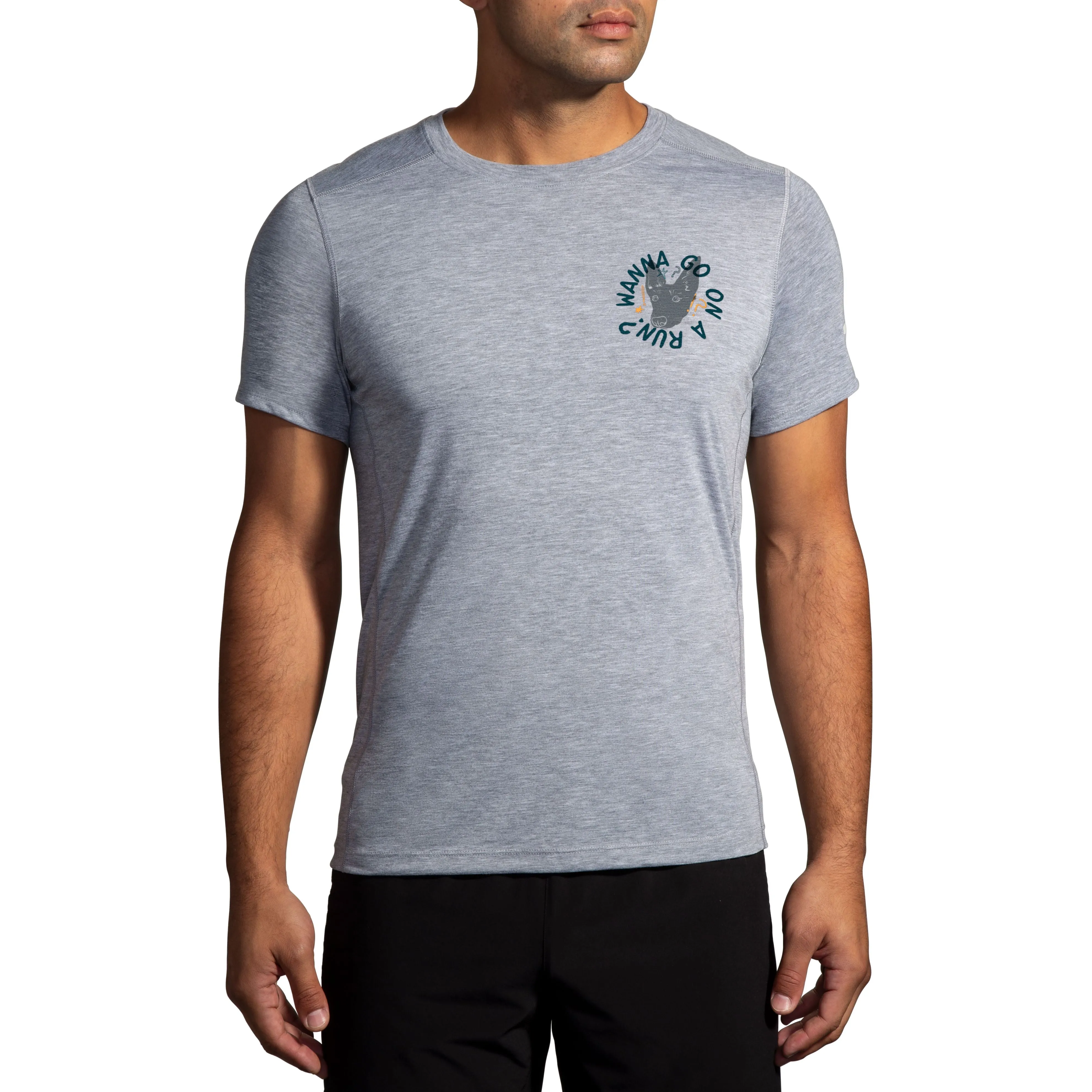 Brooks | Distance Short Sleeve 3.0 | Men's | Heather Ash/Dog Days