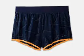 Brooks | Sherpa 3" Split Short | Men's | Navy Geo/Emboss/Fluoro Orange