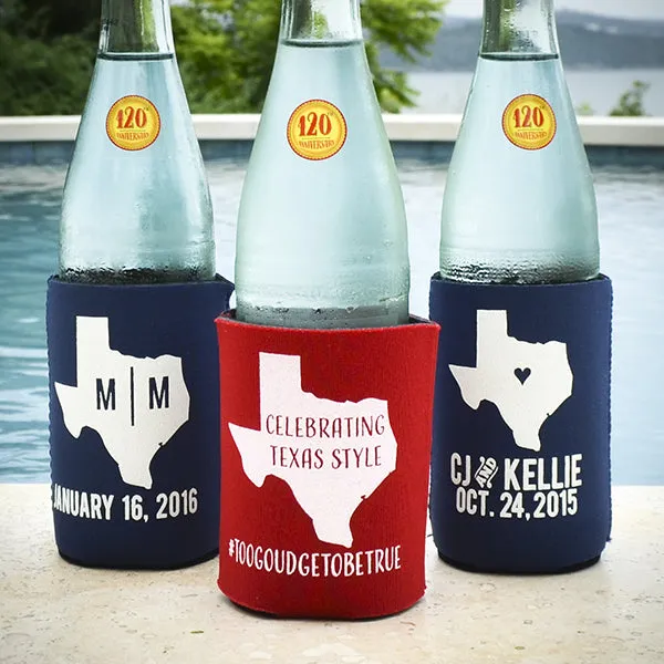 City and State Wedding Can Cooler