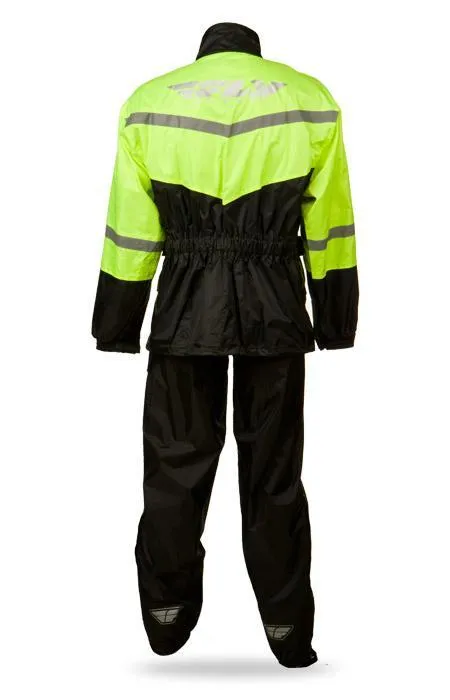 Close Out Fly Racing 478-8015S Men's 2-Piece Black and Hi-Viz Rain Suit