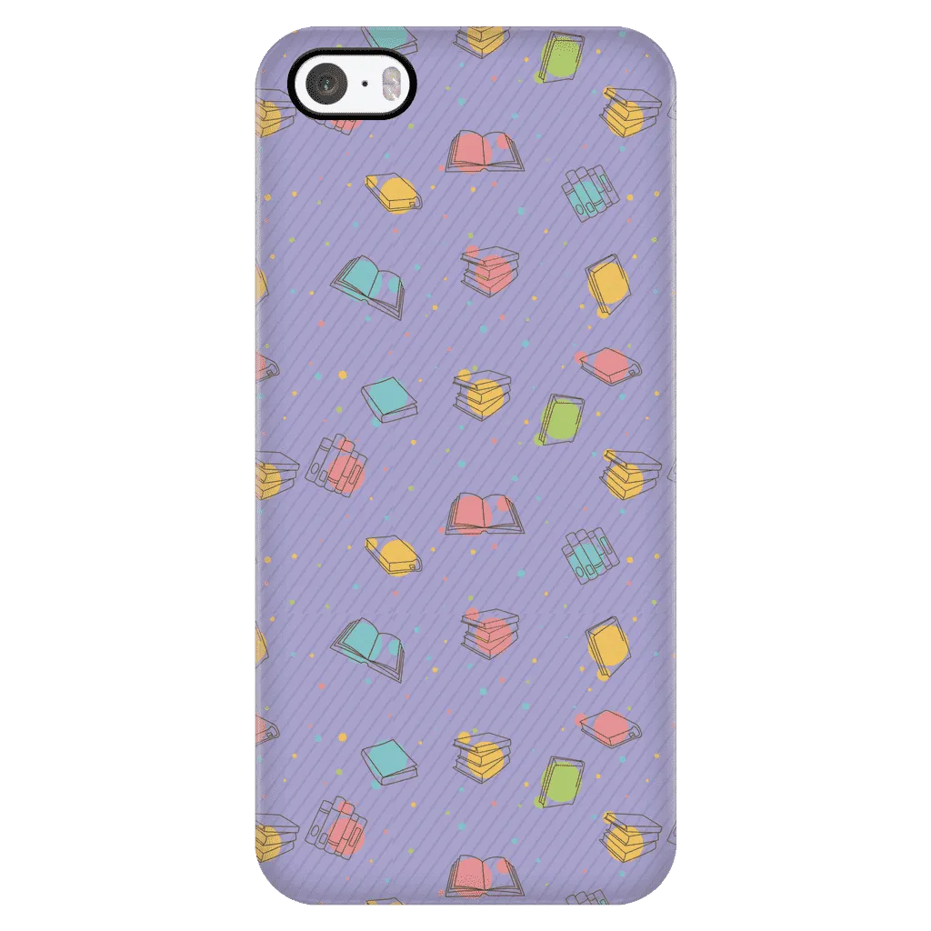 Colorful Bookish Pattern Phone Case Purple