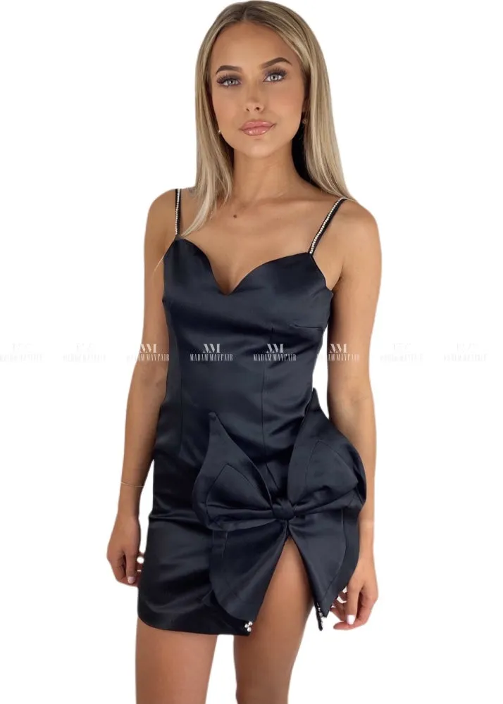 Crystal Satin Diamanté Bow Dress