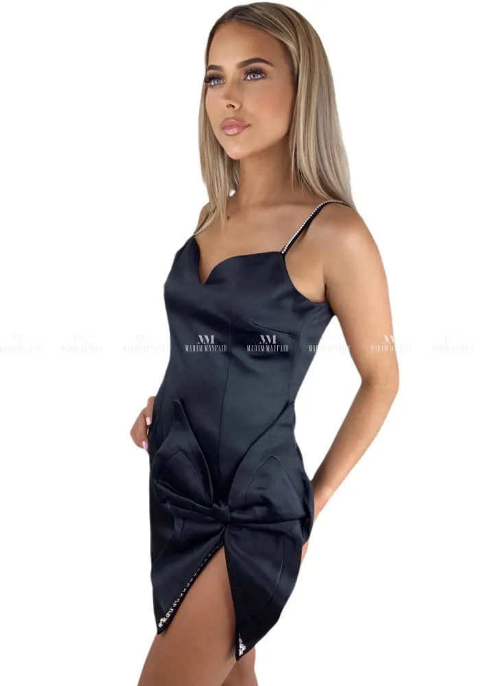 Crystal Satin Diamanté Bow Dress