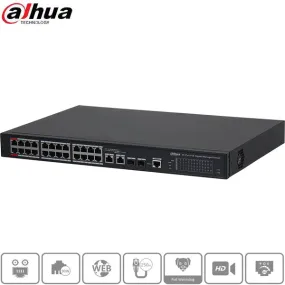 Dahua / PoE Ethernet Switch / 24-Port / 250m PoE / Managed / DH-PFS4226-24ET2GF-360