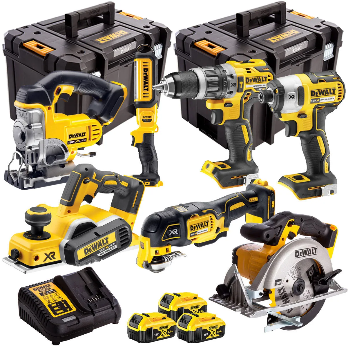 Dewalt 18V 7 Piece Power Tool Kit with 3 x 5.0Ah Batteries T4TKIT-437