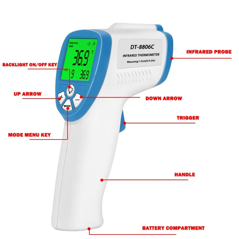 Digital Infrared Forehead Thermometer LCD Display