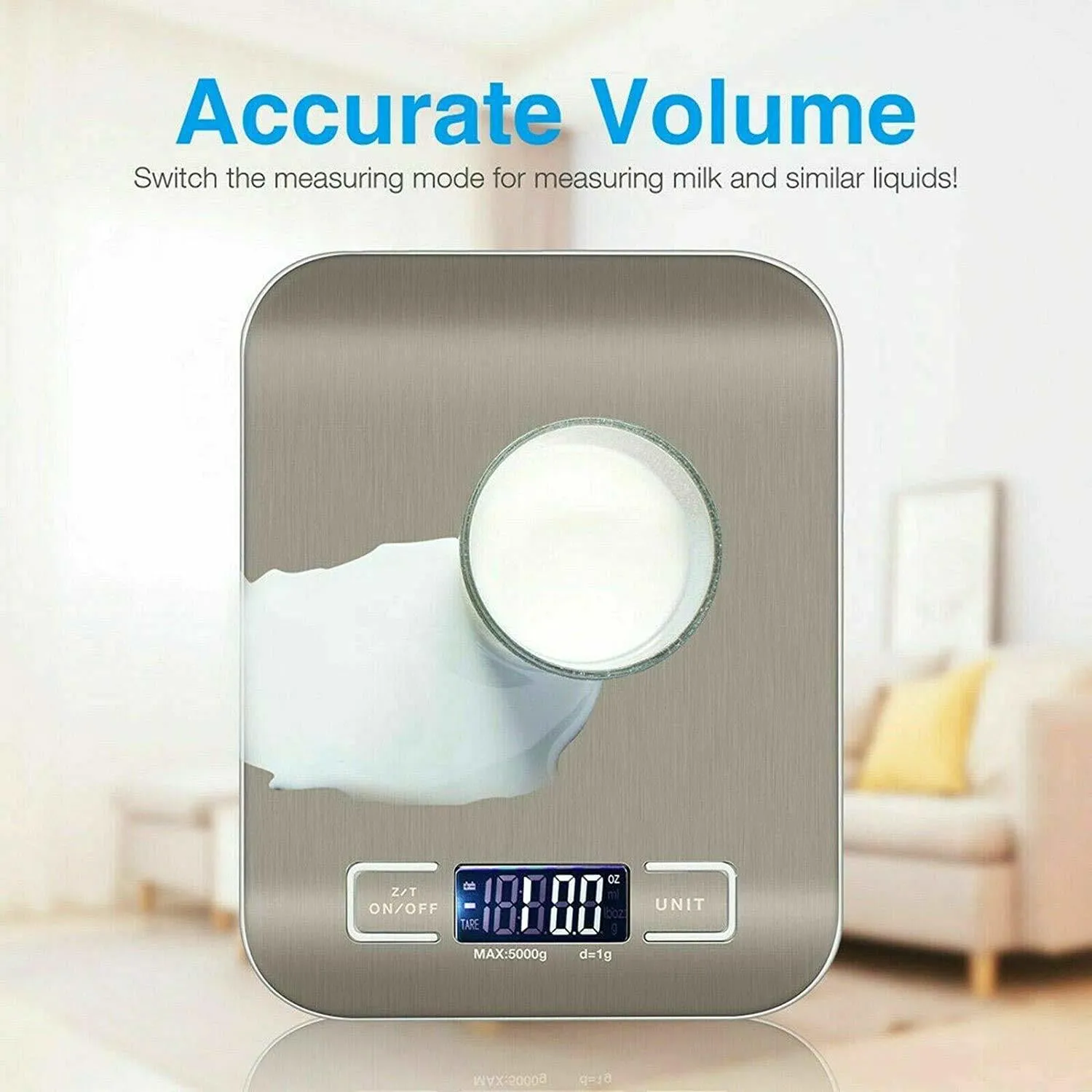 Digital Kitchen Scale - Touch Screen Glass Top, 5kg/11Lbs Accuracy, Electronic Cooking Scale