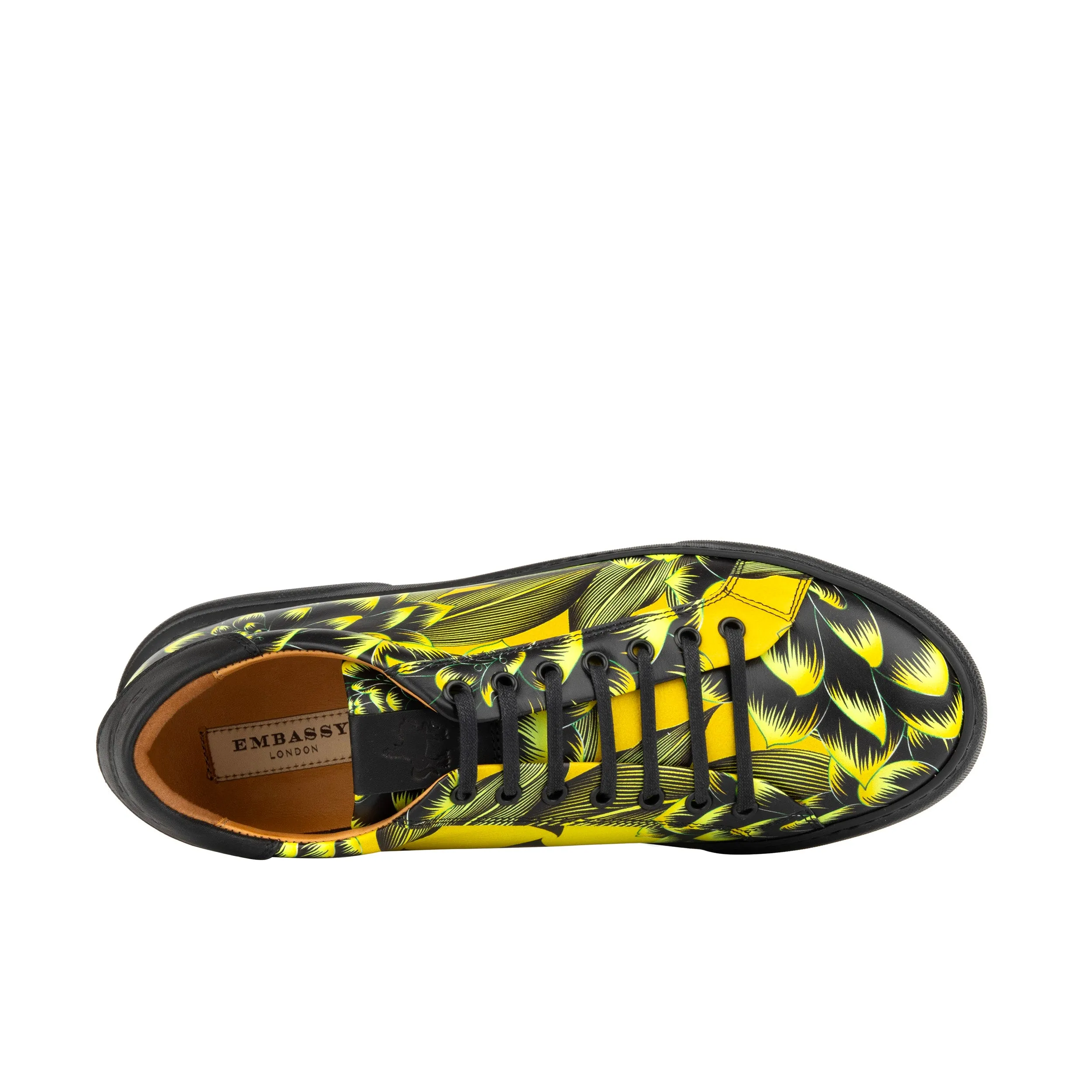 Exstatic Low - Yellow - Men's leather low top trainer in yellow flower print