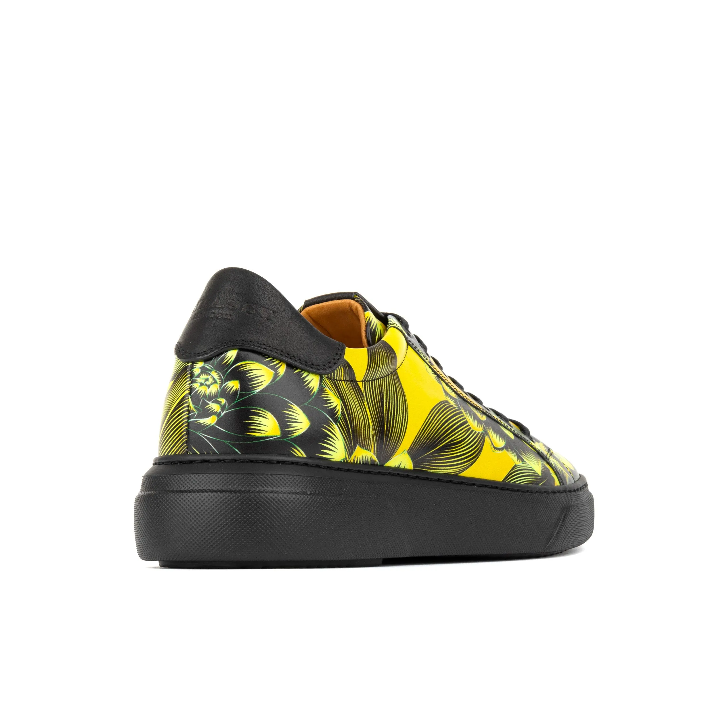 Exstatic Low - Yellow - Men's leather low top trainer in yellow flower print