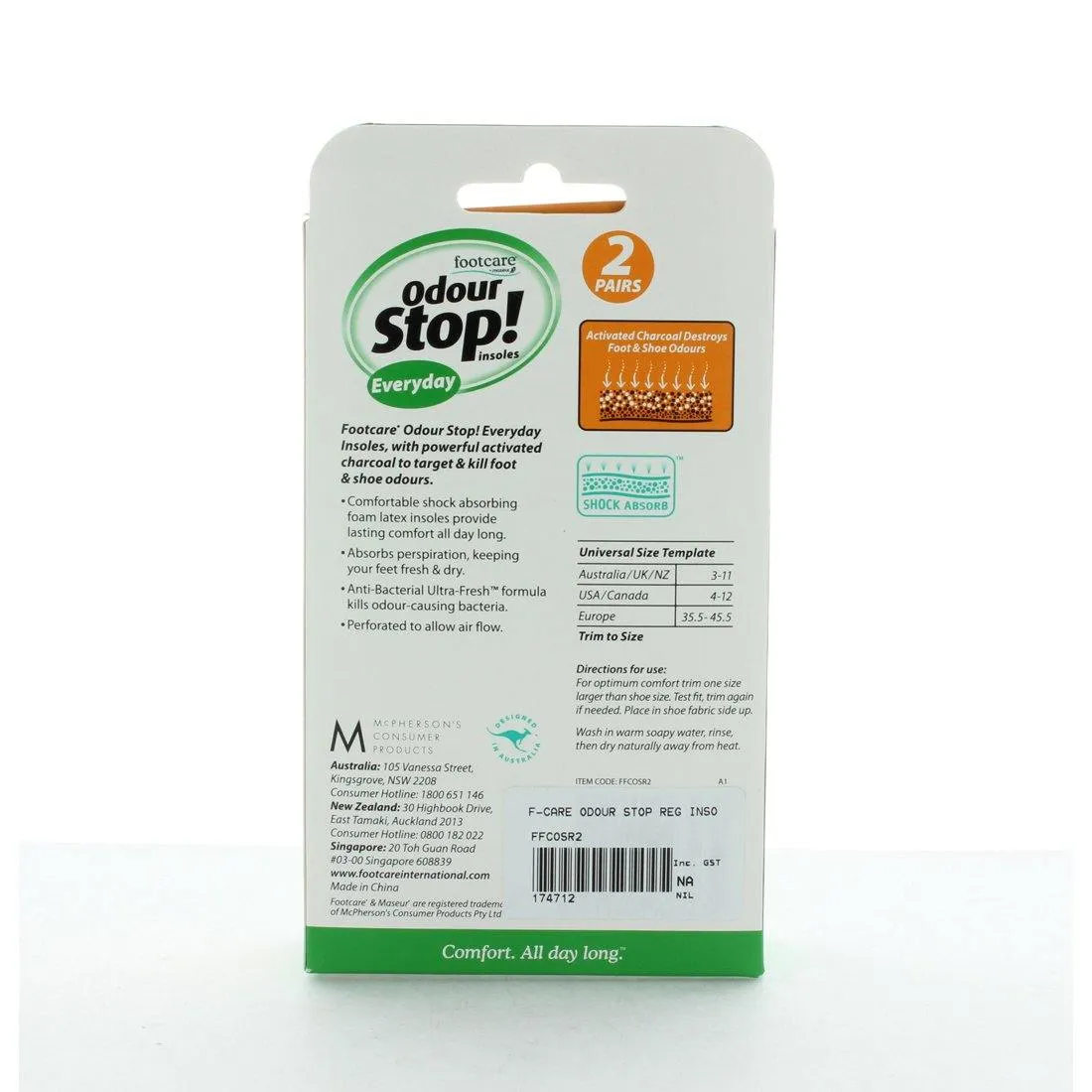 F-CARE ODOUR STOP REG INSOLES 2 PRS