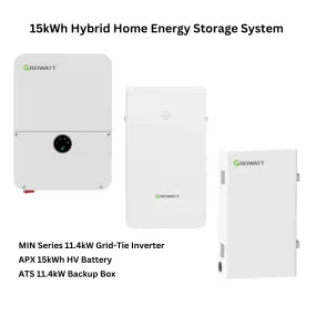 Growatt 15kWh Hybrid Home Energy Storage System | 11.4kW Storage Inverter   15kWh High Voltage Battery   ATS