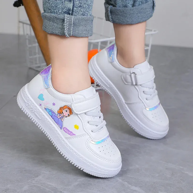 Kids Sneakers Cartoon Pattern Design Girls Sports Shoes Non-slip Children Flat Shoes Breathable Outdoor Baby Running Footwear