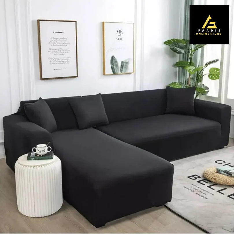 L-shape Sofa Covers-Black