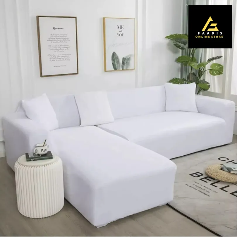 L-shape Sofa Covers-White