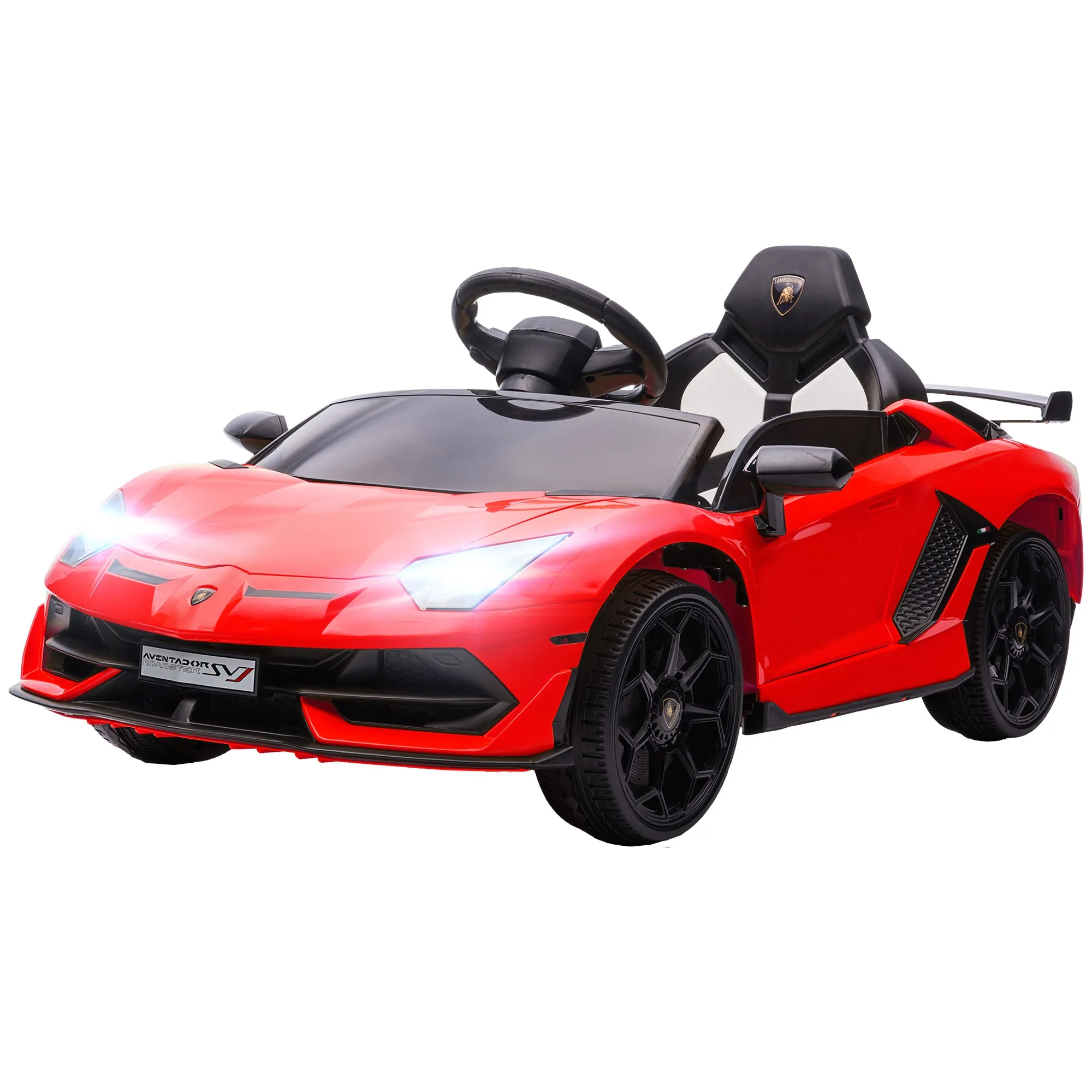 Lamborghini Licensed 12V Kids Electric Car w/ Butterfly Doors, Easy Transport Remote, Music, Horn, Suspension - Red