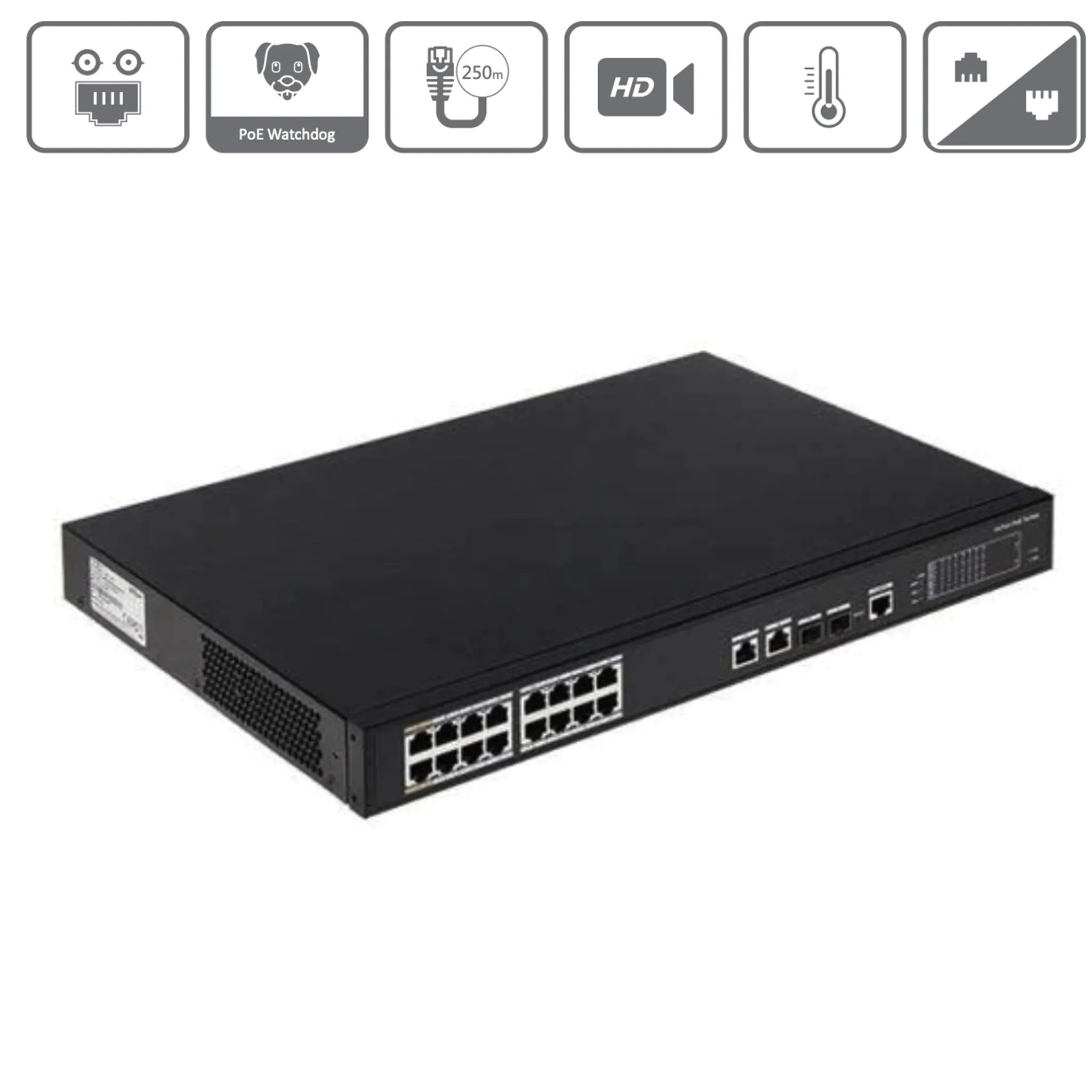 MAS16P135 | 16 Port PoE  Switch with Two Gigabit Uplink Ports