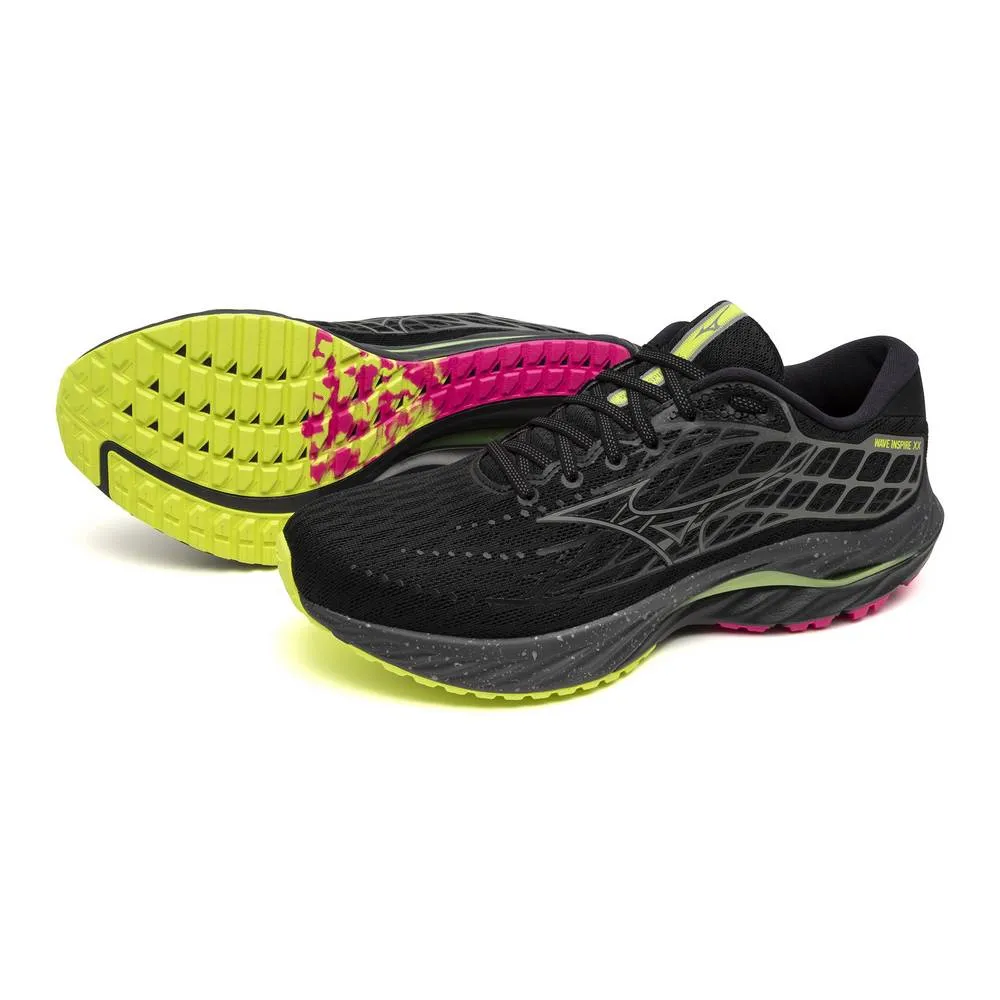 Mizuno Wave Inspire 20 (Unisex) - Black/Silver/Sunny Lime