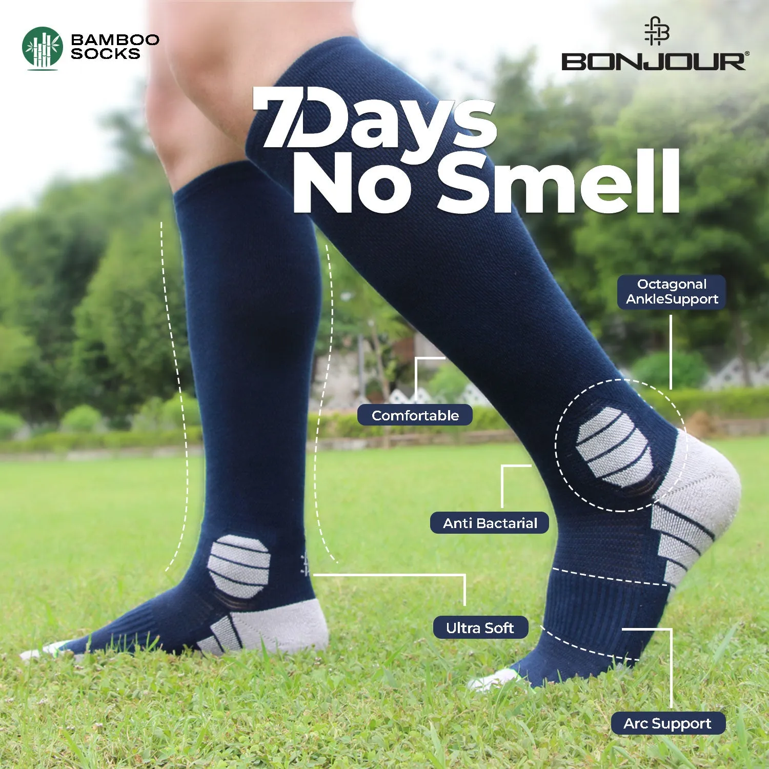 Navy Bamboo Compression Socks - Pack of 1